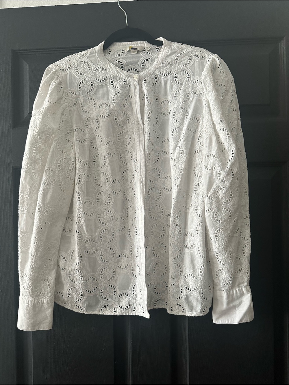 Boden White Eyelet Button-Front Blouse